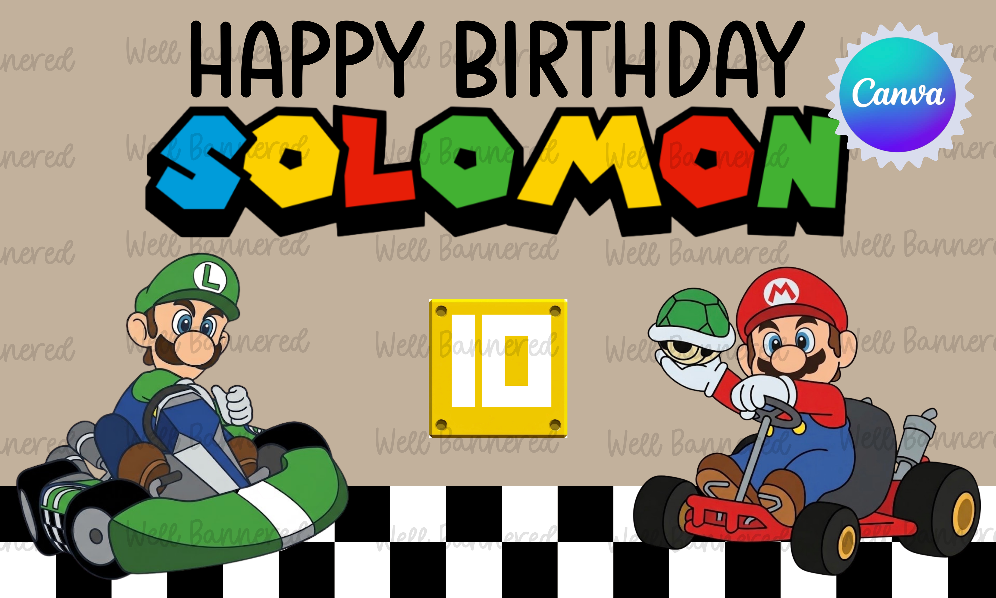 Mario Kart Banner Template | Digital Download | Three Sizes Included!