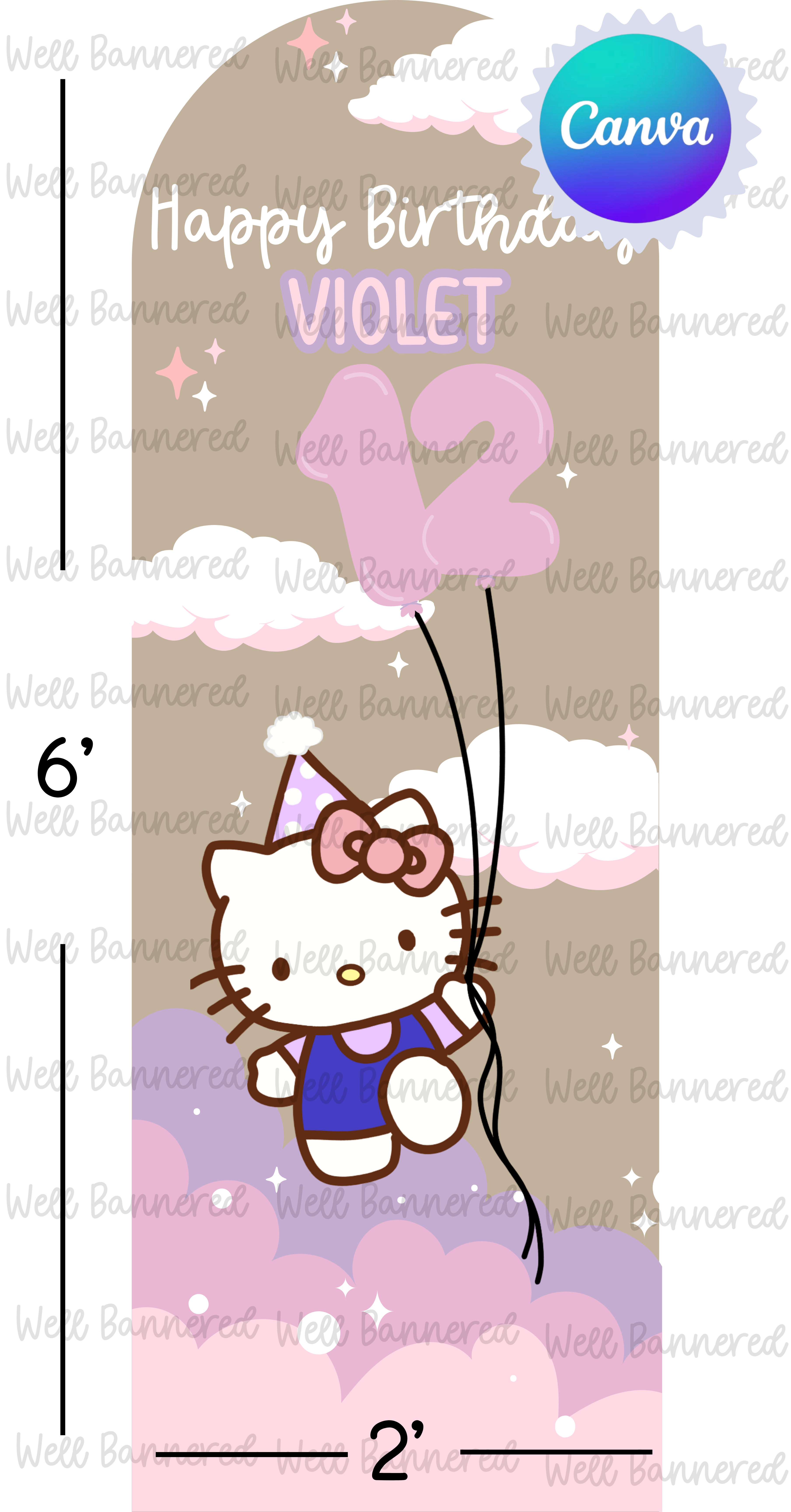 Dreamy cloud and kitty theme | Arched banner template