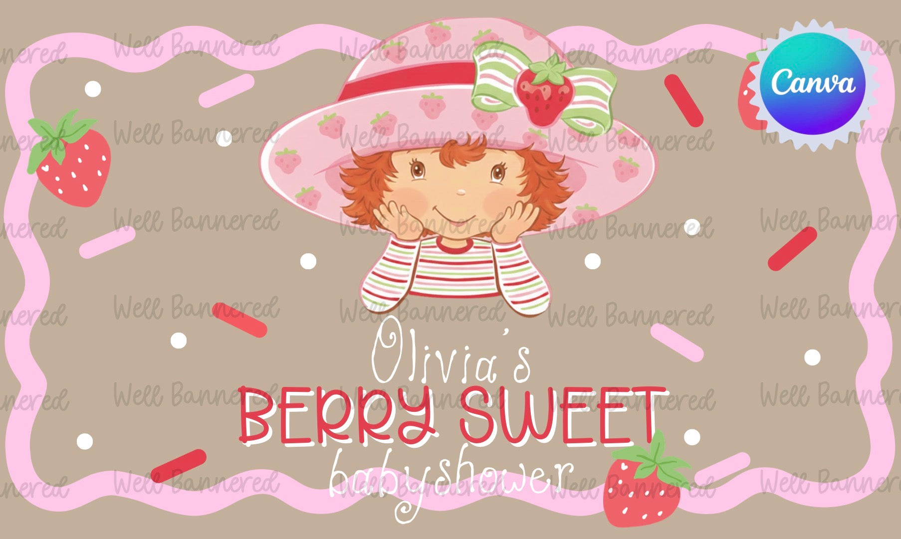 Strawberry Shortcake banner template | Digital Download | Three sizes Included