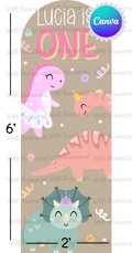 Cute girly dinosaur theme | Arched banner template